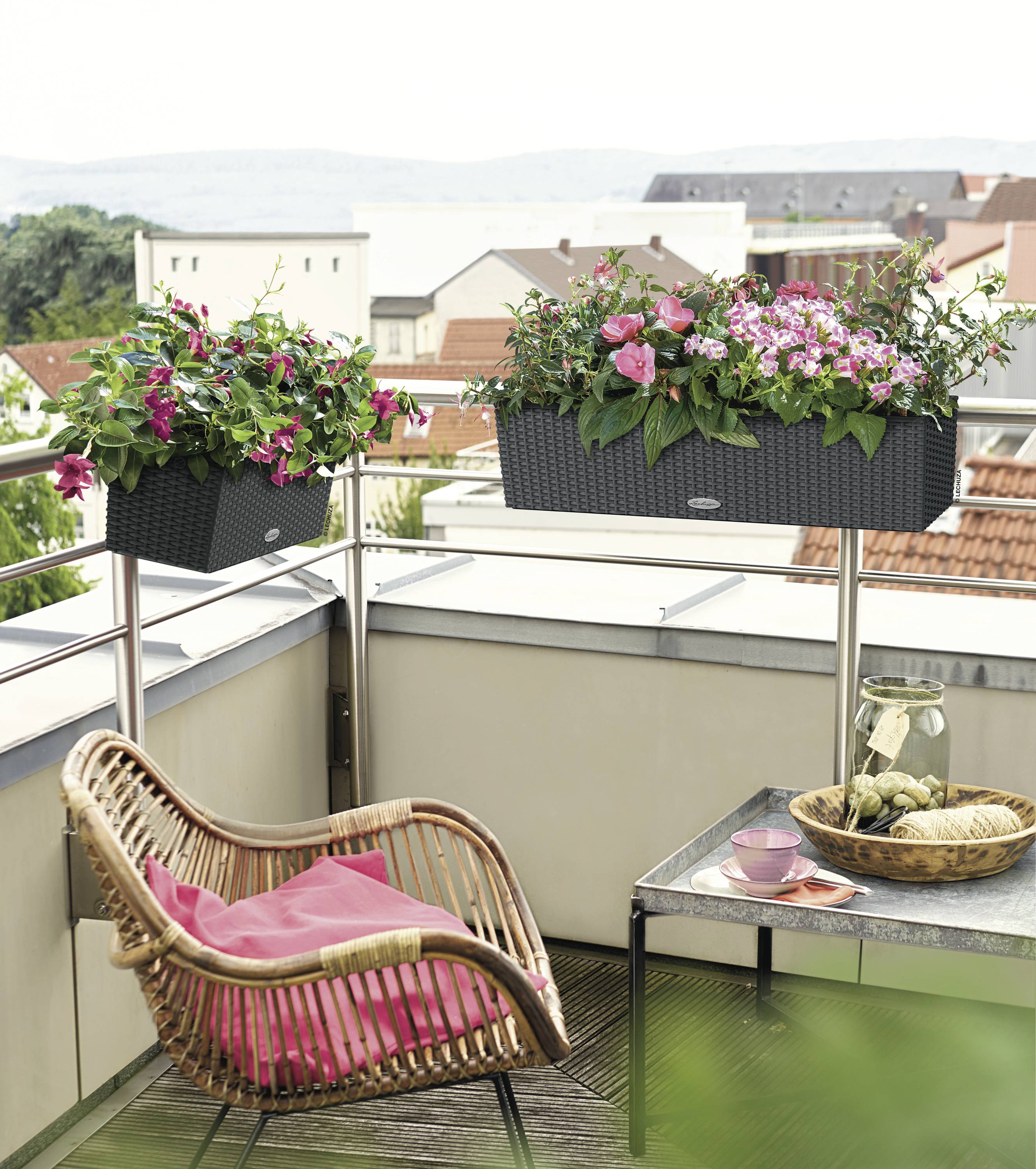 LECHUZA Plantenbakken - Balconera Cottage 50 50 x 19 x 19 cm - Compleet Kit - Graniet-5