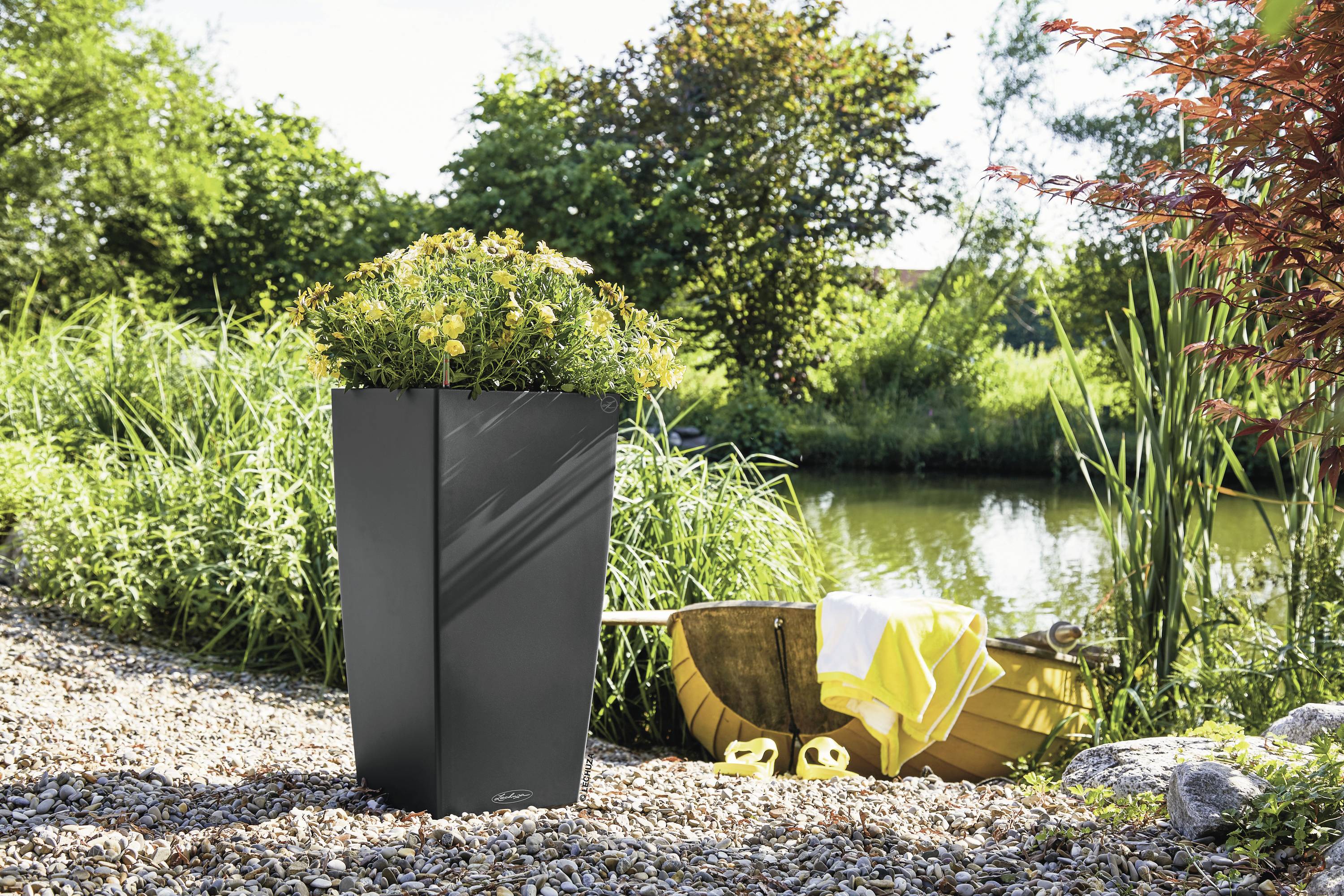 LECHUZA Cubico Color 40 Plantenbak Slate Sub-Irrigatiesysteem 40 x 40 x 75 cm 40x40x75cm-3