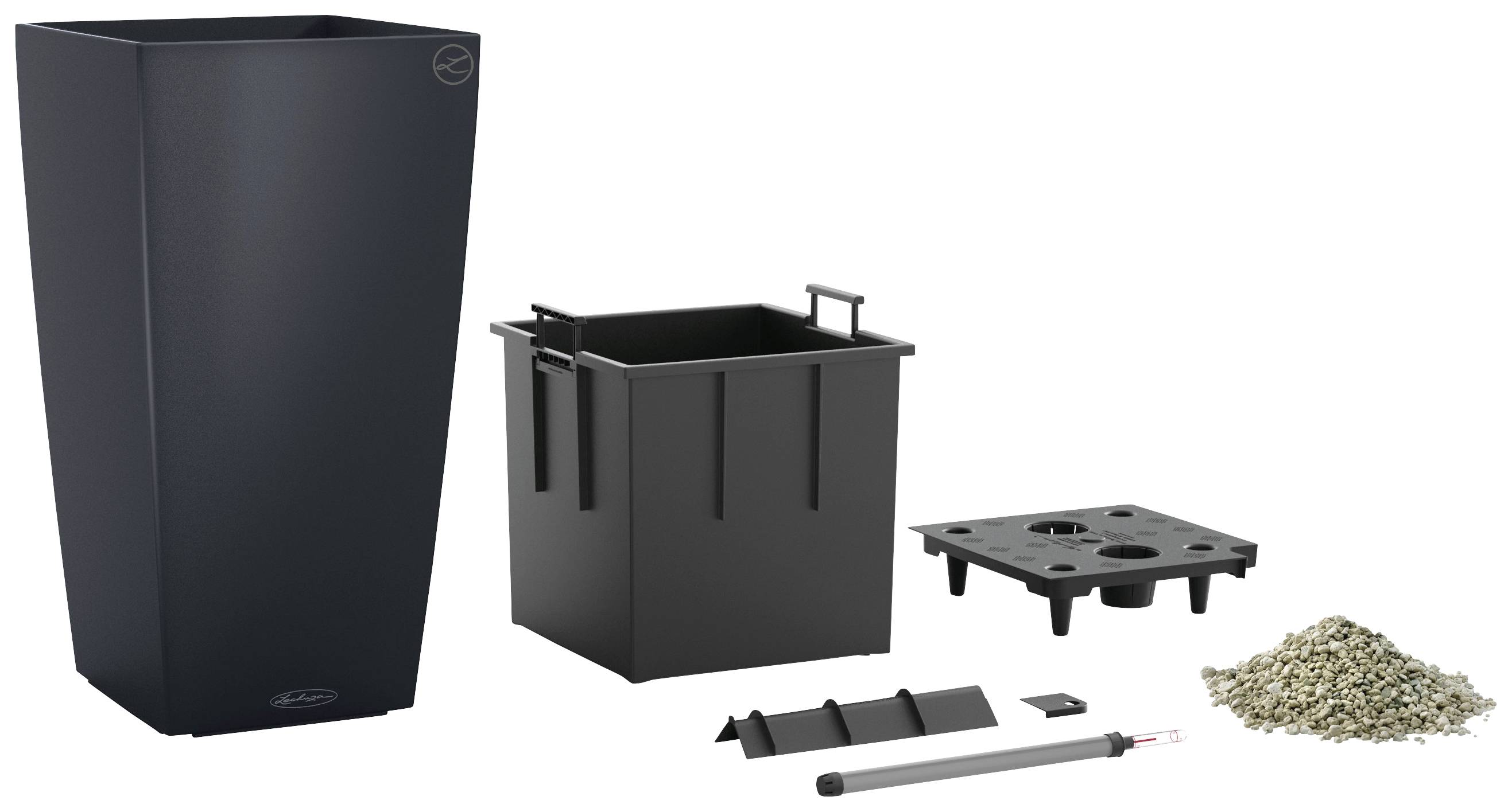 LECHUZA Cubico Color 40 Plantenbak Slate Sub-Irrigatiesysteem 40 x 40 x 75 cm 40x40x75cm-1