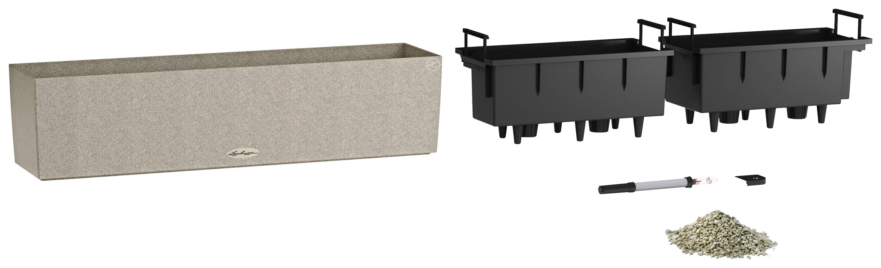 LECHUZA Balkonbak BALCONERA Stone 80 ALL-IN-ONE Beige-1