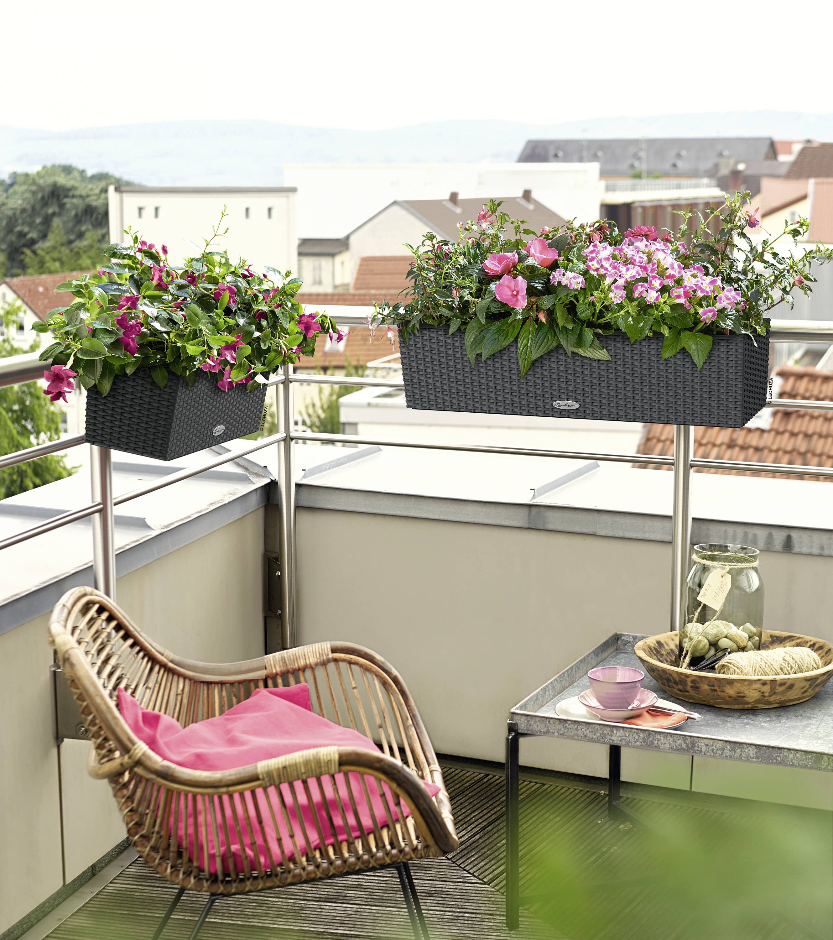 LECHUZA Jardiniere BALCONERA Cottage 80 ALL-IN-ONE Graniet-3