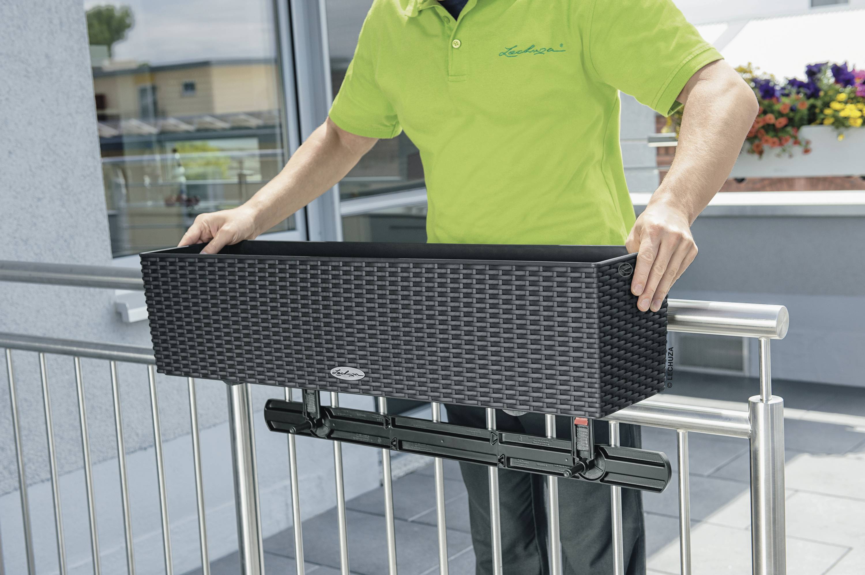 LECHUZA Jardiniere BALCONERA Cottage 80 ALL-IN-ONE Graniet-10