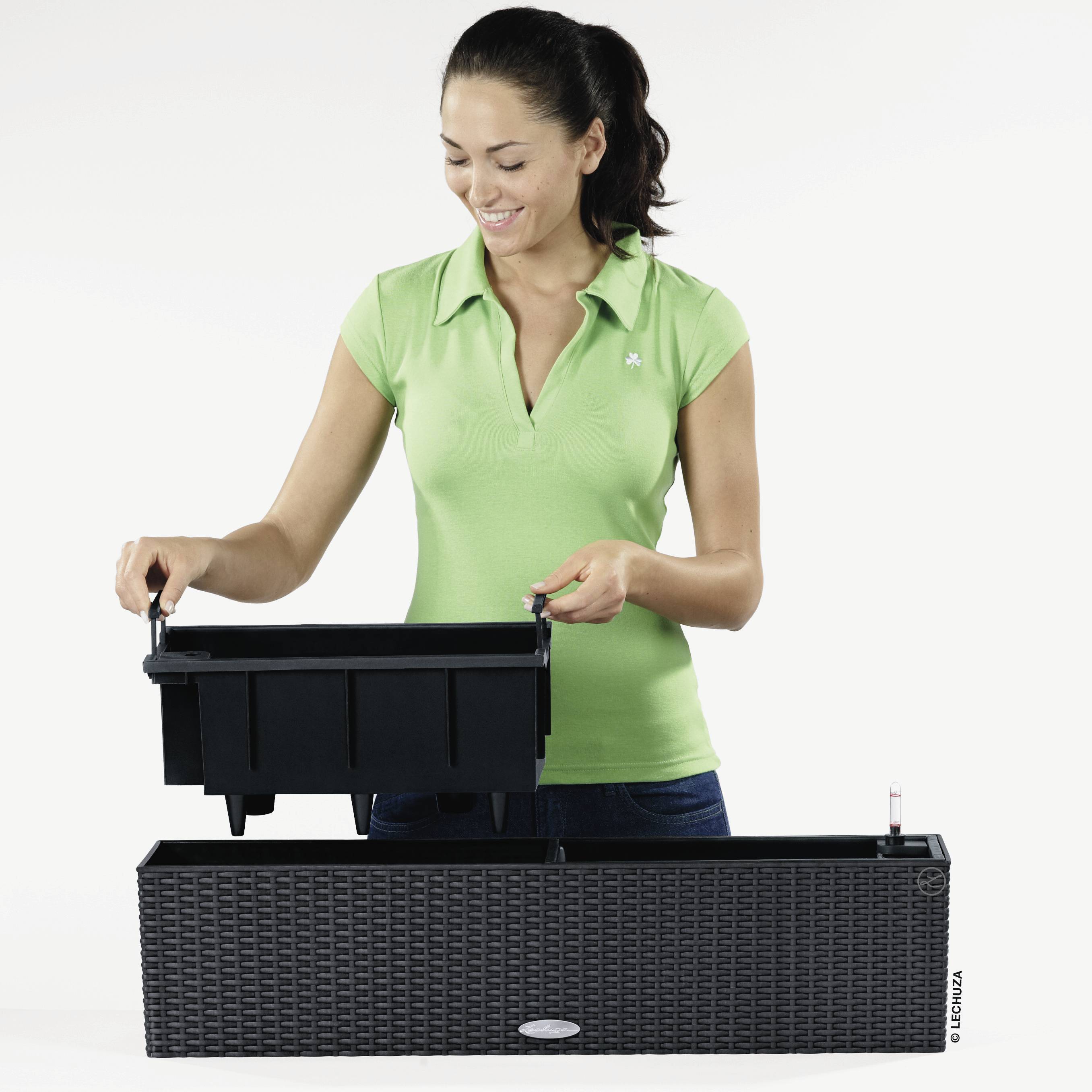 LECHUZA Jardiniere BALCONERA Cottage 80 ALL-IN-ONE Graniet-11