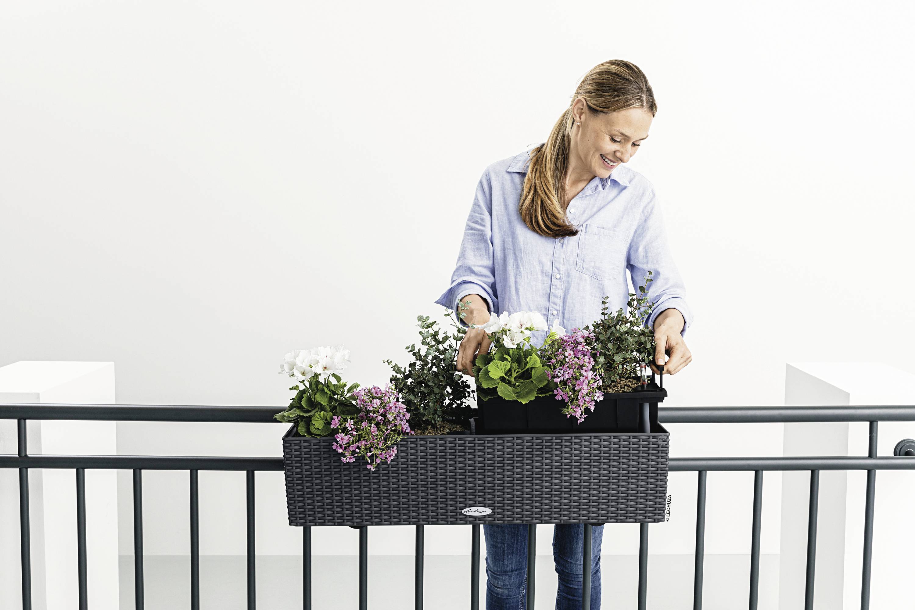 LECHUZA Jardiniere BALCONERA Cottage 80 ALL-IN-ONE Graniet-14