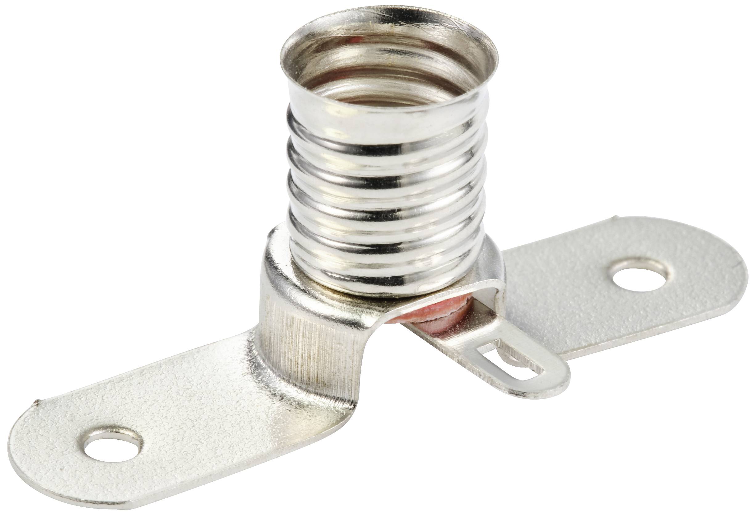 Metalen steunbevestiging met gegolfd, cilindrisch bovendeel en platte basisoren met schroefgaten. Geschikt voor industriële bevestigingen.