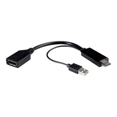 Roline 12.03.3147 DisplayPort / HDMI Adapter [1x DisplayPort bus - 2x DisplayPort stekker, HDMI-stekker] Zwart  0.15 m