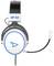 Een wit gaming-headset met microfoon, model 'HP-52', met blauwe details en een zwarte hoofdband.