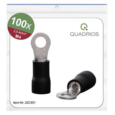 Quadrios 22C451 Ringkabelschoen  Dwarsdoorsnede (max.): 4.0 mm² Gat diameter: 4.3 mm Deels geïsoleerd Zwart 1 set(s) 