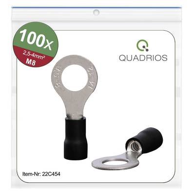 Quadrios 22C454 Ringkabelschoen  Dwarsdoorsnede (max.): 4.0 mm² Gat diameter: 8.5 mm Deels geïsoleerd Zwart 1 set(s) 