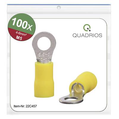 Quadrios 22C457 Ringkabelschoen  Dwarsdoorsnede (max.): 6.0 mm² Gat diameter: 5.3 mm Deels geïsoleerd Geel 1 set(s) 