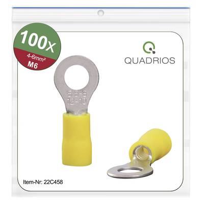 Quadrios 22C458 Ringkabelschoen  Dwarsdoorsnede (max.): 6.0 mm² Gat diameter: 6.5 mm Deels geïsoleerd Geel 1 set(s) 