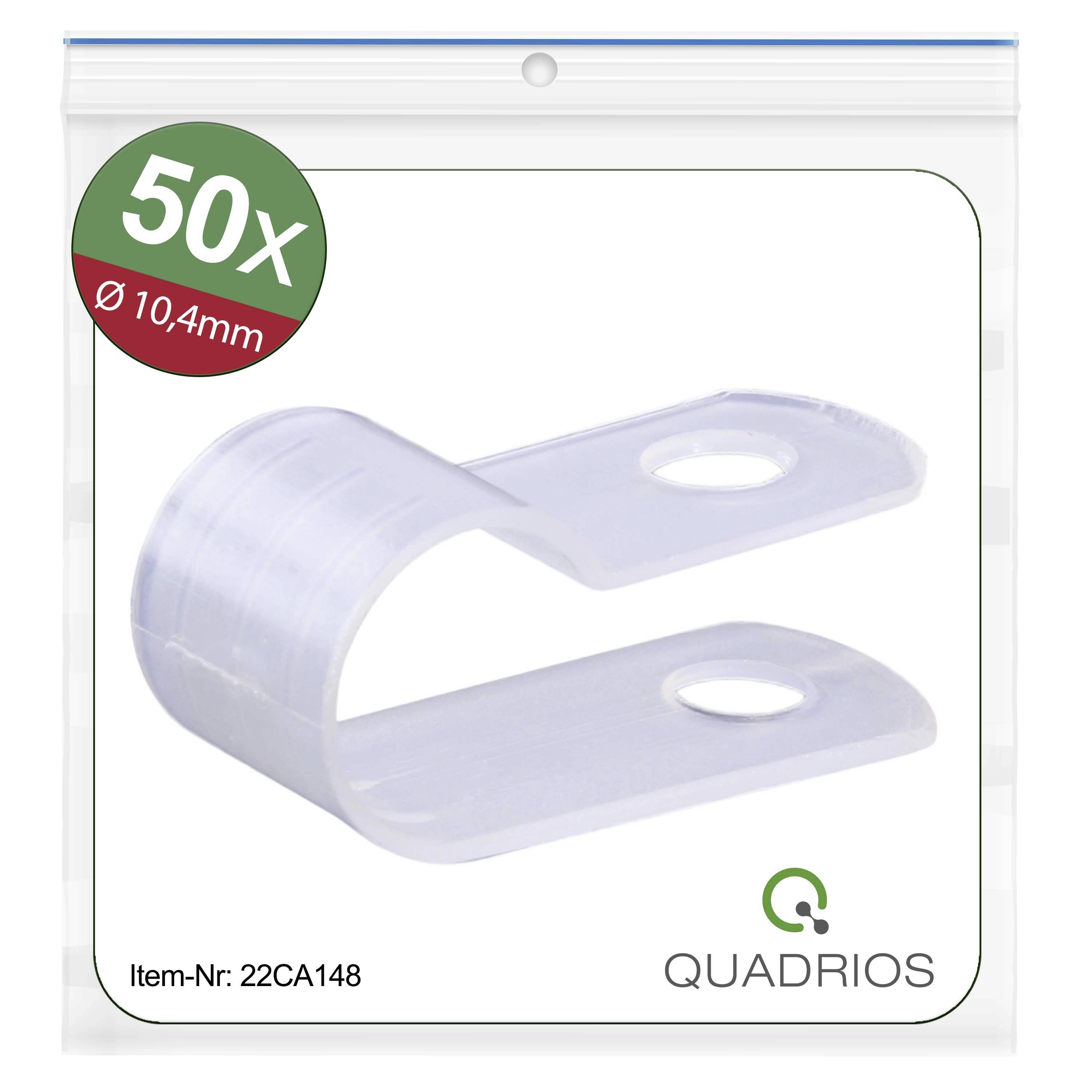 Kunststof kabelklem, 10,4 mm diameter, verpakt per 50 stuks van Quadrios, artikelnummer 22CA148.