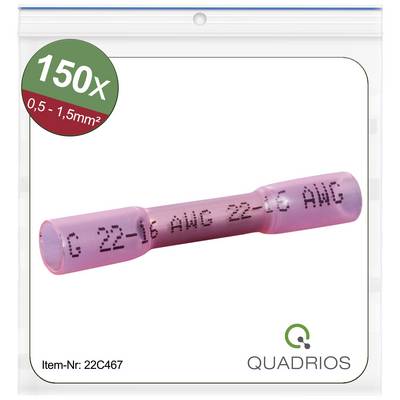 Op de afbeelding is een rood kabelverbindingselement weergegeven met de aanduiding '22-16 AWG'. Links bovenaan: '150x, 0,5-1,5mm²'. Merknaam rechtsonder.