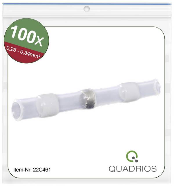 Quadrios 22C461 Stootverbinder Met krimpkous 0.25 mm² 0.34 mm² Volledig geïsoleerd Wit 1 set(s)