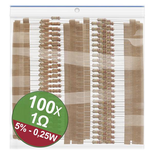 Quadrios 22P061 22P061 Koolfilmweerstand assortiment 1 Ω Axiaal bedraad 0.25 W 5 % 1 set(s)