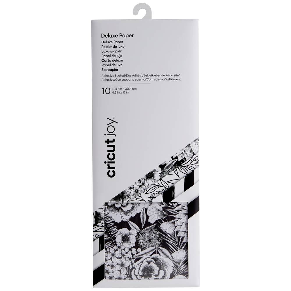 Cricut Joy Adhesive Backed Deluxe Paper 11,5x30cm 10-sheets (Black and White Botanicals)
