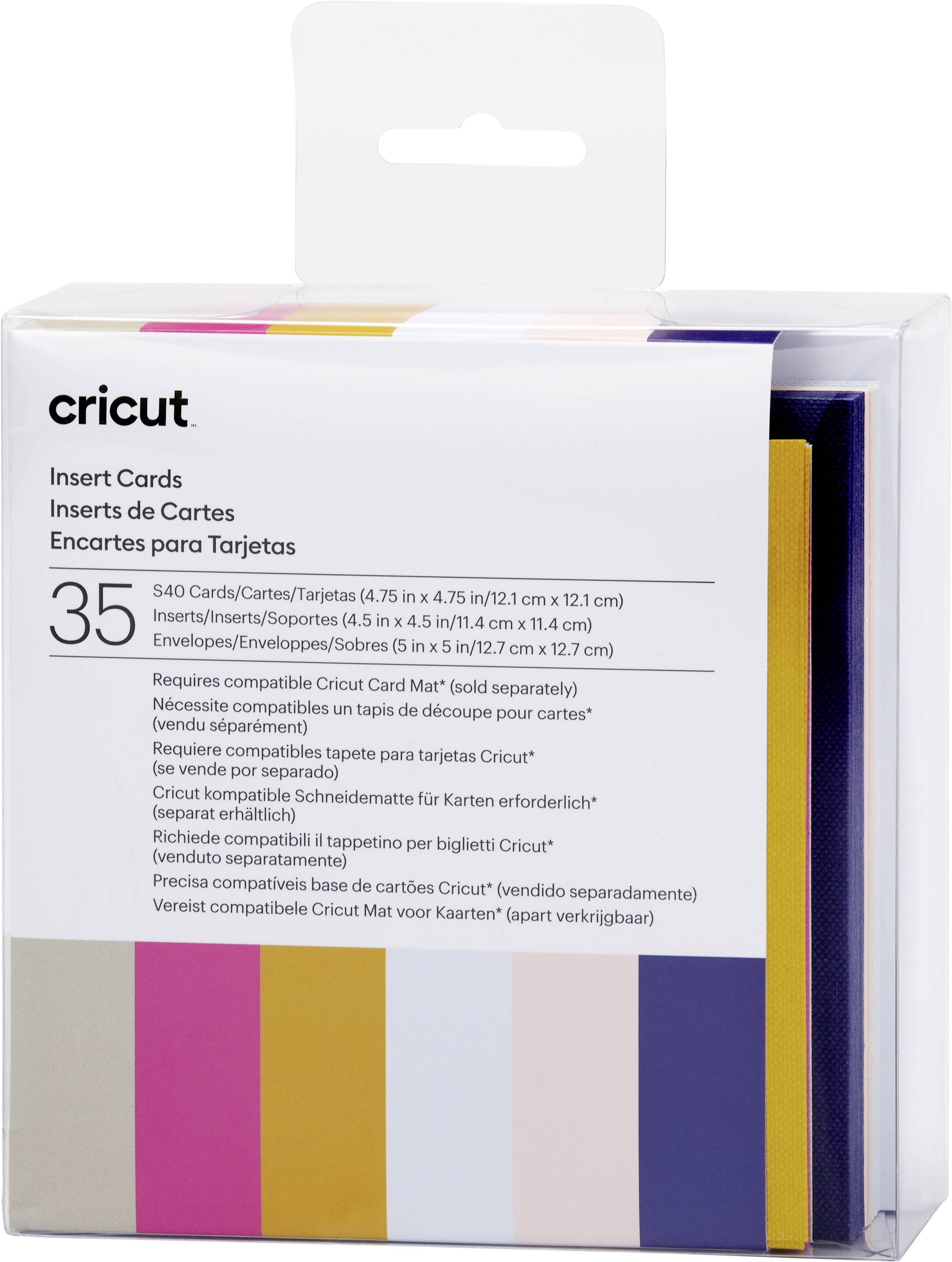 '35 Cricut-steekcartjes in verschillende kleuren; compatibel met Cricut-machines; inclusief kaarten, inlegvellen en enveloppen.'