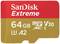 Rode en gouden geheugenkaart 'SanDisk Extreme' met 64 GB, ondersteunt microSD XC, V30, U3, A2 standaarden, geschikt voor snelle gegevensoverdracht