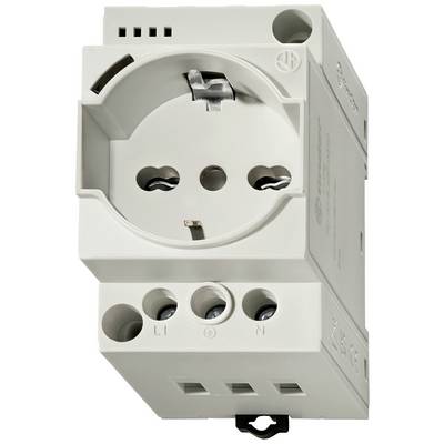 Afgebeeld is een modulaire contactdoos voor montage op een DIN-rail, geschikt voor industriële toepassingen.
