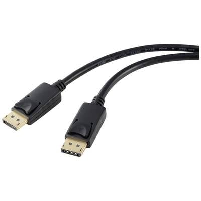 Twee zwarte DisplayPort-kabels met rechthoekige aansluitingen, geschikt voor het verbinden van computermonitoren met grafische kaarten.