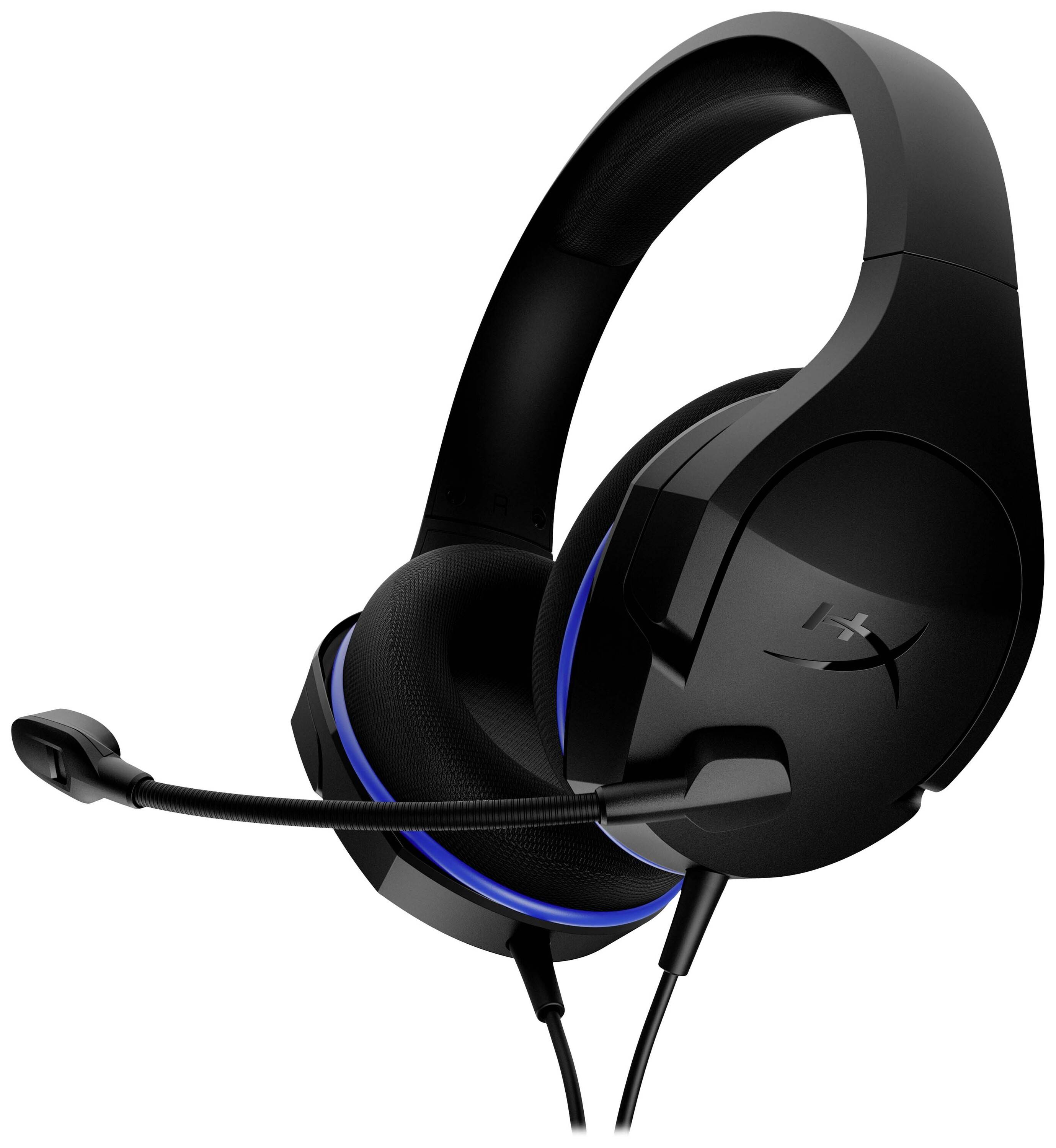 HP Inc. Cloud Stinger Core PS4 Headset Over Ear headset Kabel Zwart/blauw Volumeregeling, Microfoon uitschakelbaar (mute-1