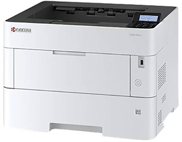 Een witte printer met een klein digitaal display en meerdere bedieningselementen aan de rechterkant van de bovenkant.