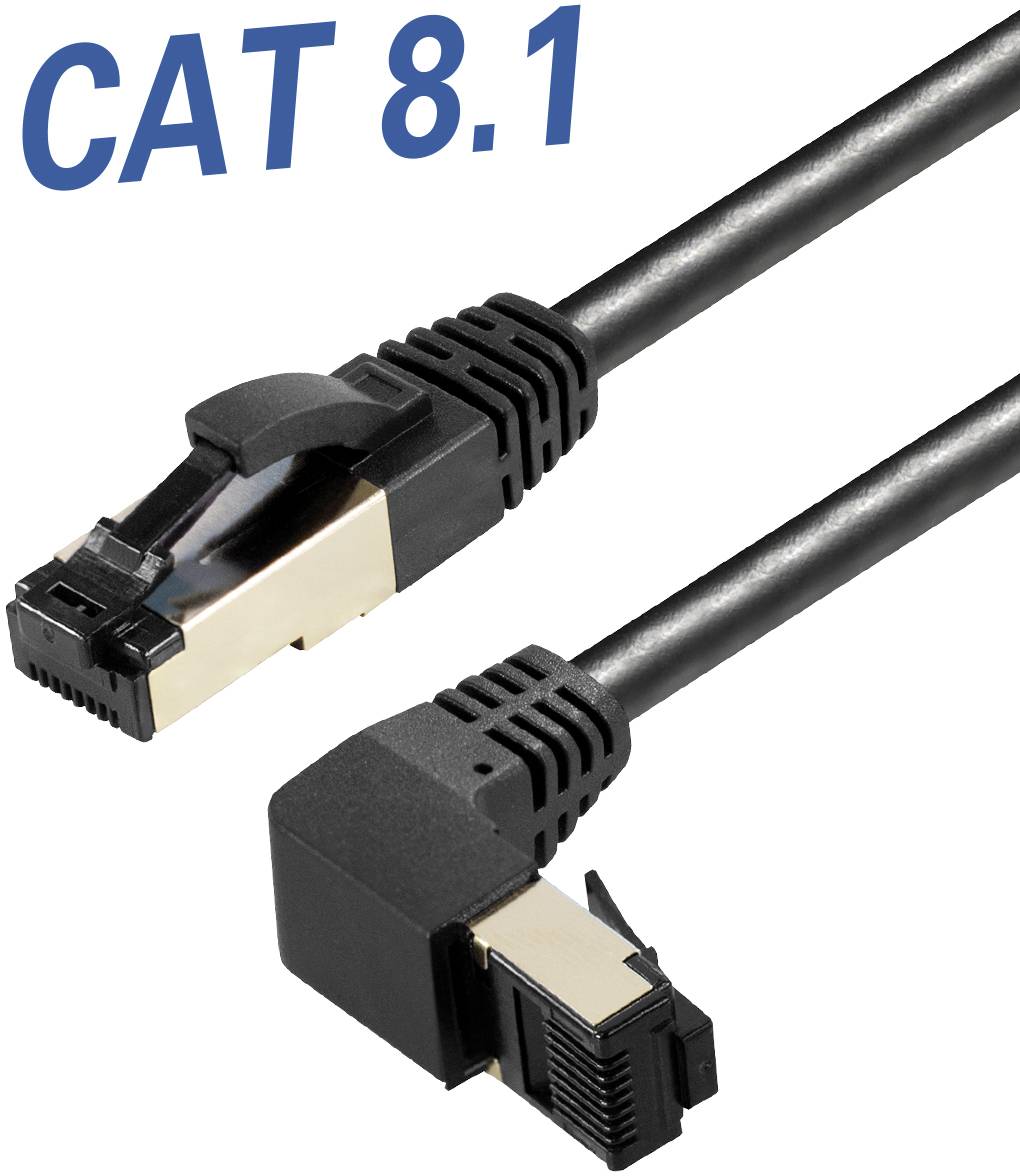 Transmedia TME TI48-0.5L - Patchkabel Cat.8.1 S/FTP gewinkelt gerade 0.5 m - Netwerk - CAT 8-3