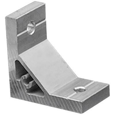 Metalen steun met twee boorgaten, voor het verbinden of bevestigen van onderdelen. Gladde oppervlakte, zilverkleurig.