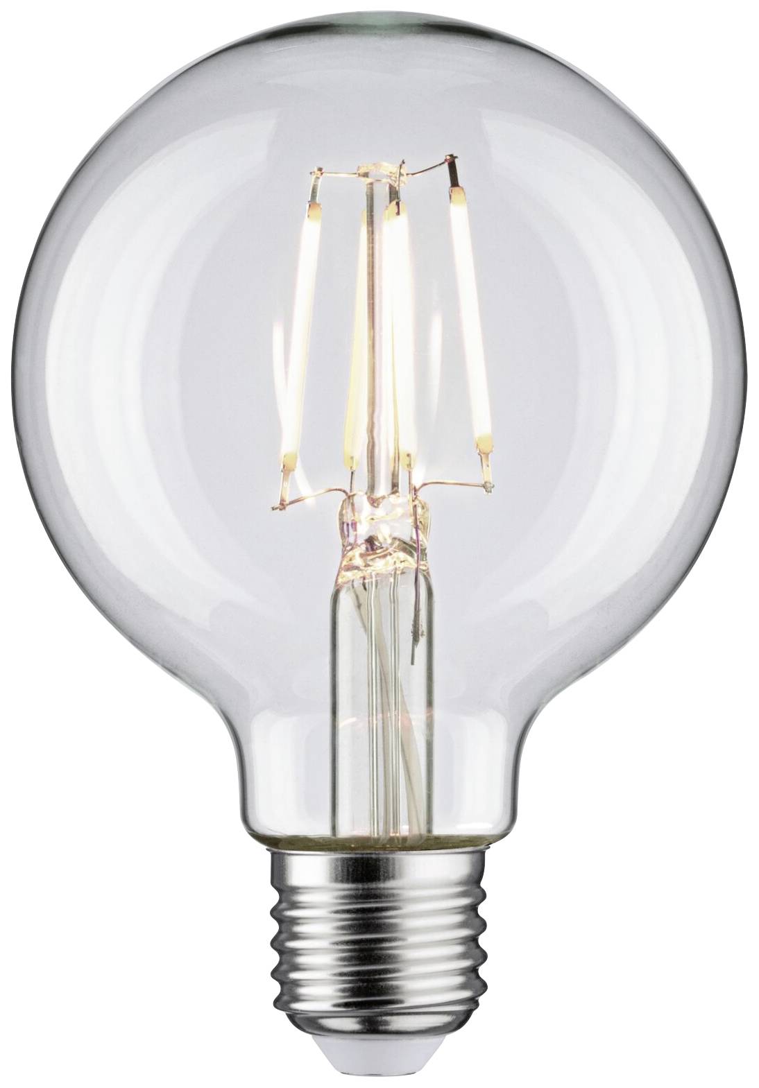 Een gloeilamp in klassieke vorm met zichtbaar gloeidraad dat oplicht. Hij symboliseert ideeën of verlichting.