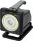 Draagbare zwarte LED-werklamp met handvat en ronde frontlamp op een standaard, gelabeld 3000 en MultiBattery.
