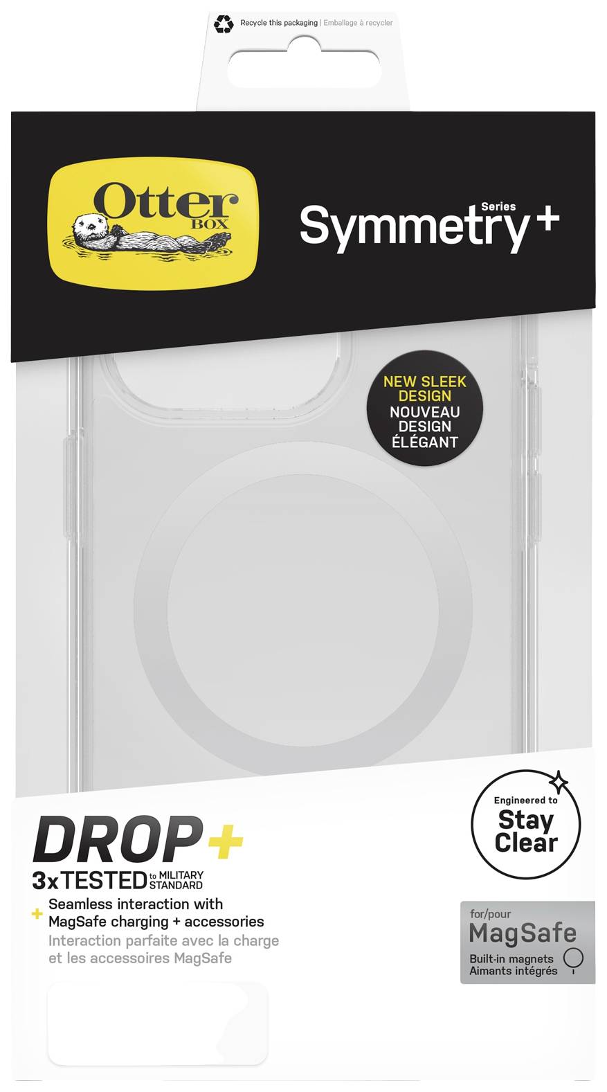 OtterBox Symmetry+ hoesje voor iPhone met transparant design, compatibel met MagSafe, beschermend en stijlvol.