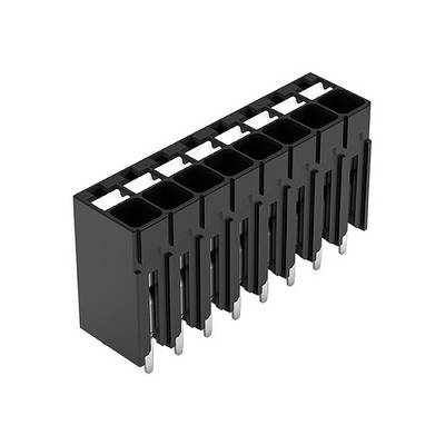 'Een zwart, rechthoekig, multipolig stekerverbindermodule met tien aansluitingen. Geschikt voor elektronische verbindingen in printplaten.'