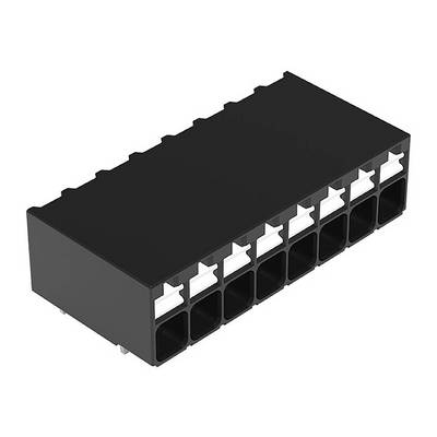 Een zwarte, rechthoekige stekker met meerdere aansluitingen in twee rijen. Ideaal voor elektronische verbindingen.