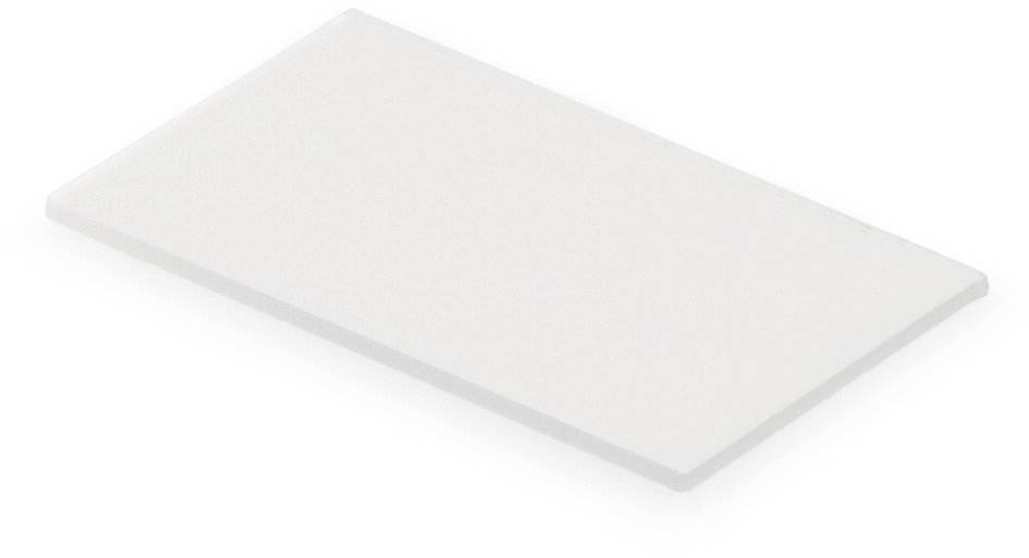 Witte, rechthoekige platte plaat van kunststof, mogelijk bedoeld voor knutselwerkzaamheden of industriële toepassingen.