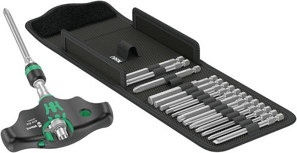 Wera Kraftform Kompakt 400 RA Set 1 Bitschroevendraaier  17-delig Kruiskop Phillips, Kruiskop Pozidriv, Torx, Inbus, Plat