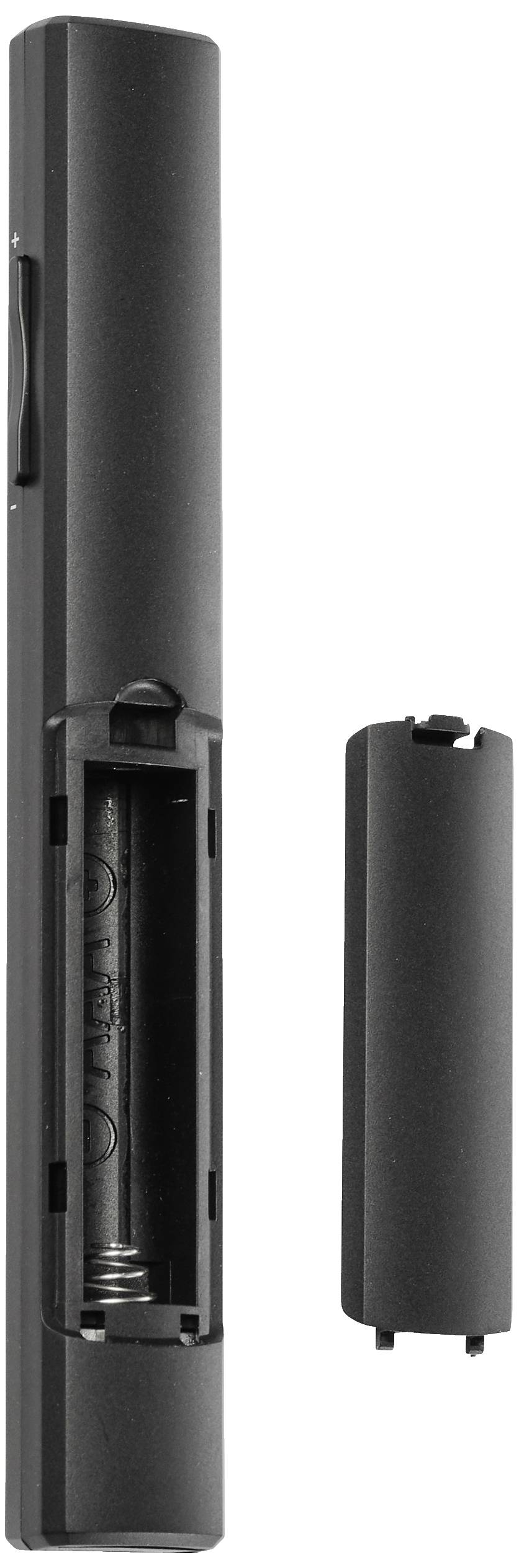 'Zwarte batterijvakdeksel en uitneembare batterijhouder', essentiële onderdelen van een batterijgevoede apparaat.