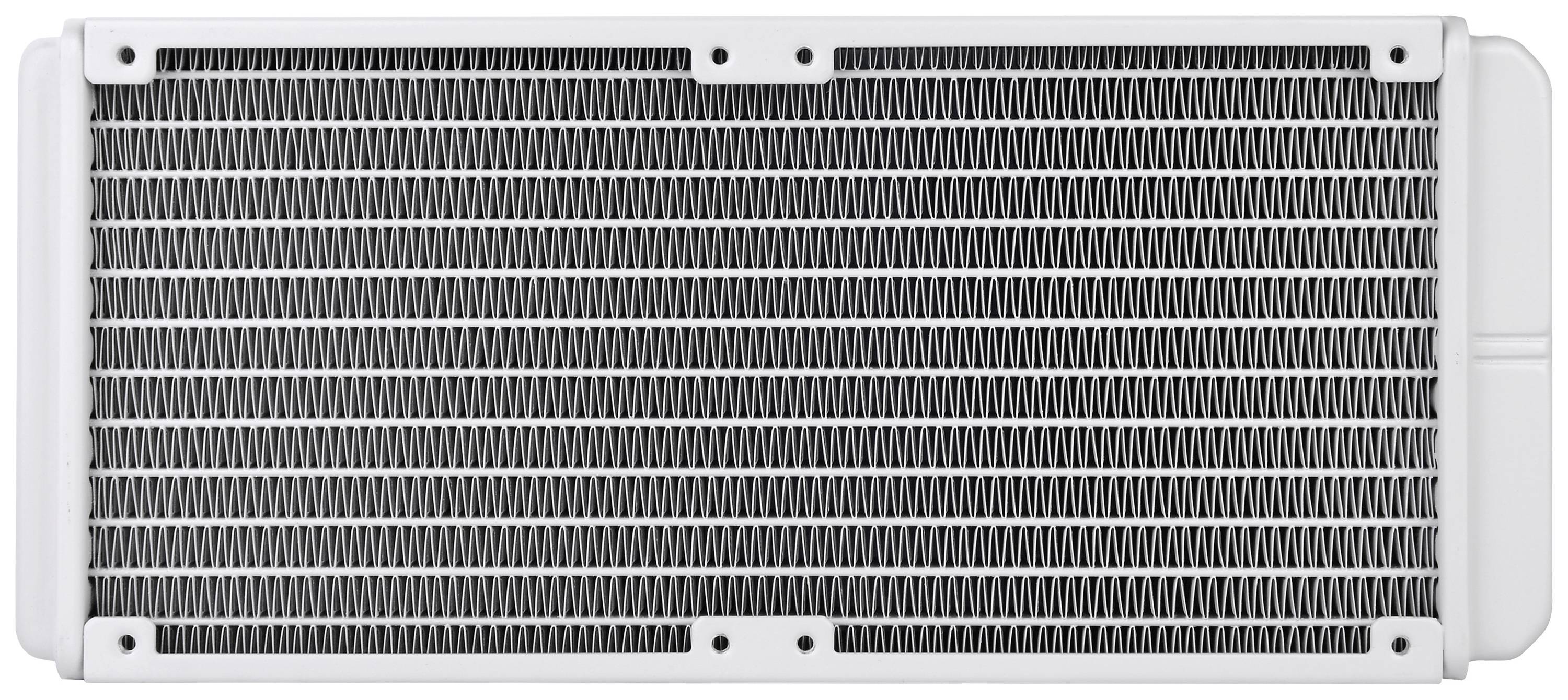 Een witte radiator met horizontale ribben voor warmteafgifte.