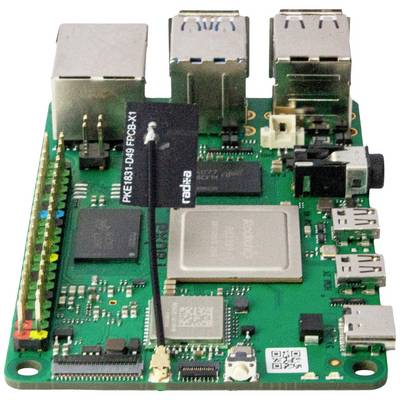 Een printcomputer met meerdere aansluitopties, waaronder USB-poorten, Ethernet en Wi-Fi-antenne.