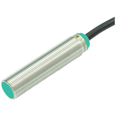 Cilindrische inductieve nabijheidssensor met metalen behuizing en zwarte kabel, typisch gebruikt in de automatiseringstechniek.