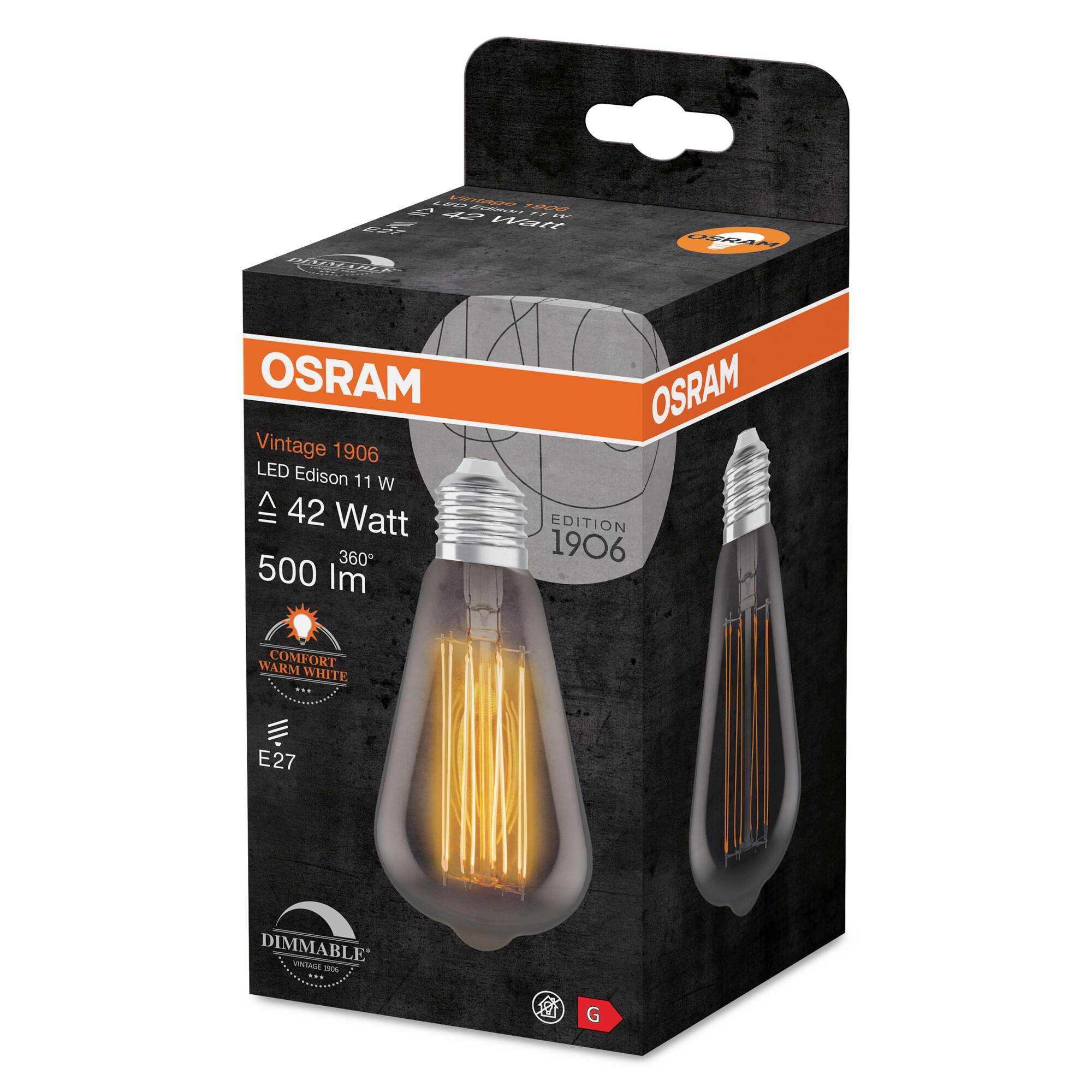 4X Osram E27 LED Edison Lamp | 11W 1800K 220V 818 | 320° Dimbaar-1