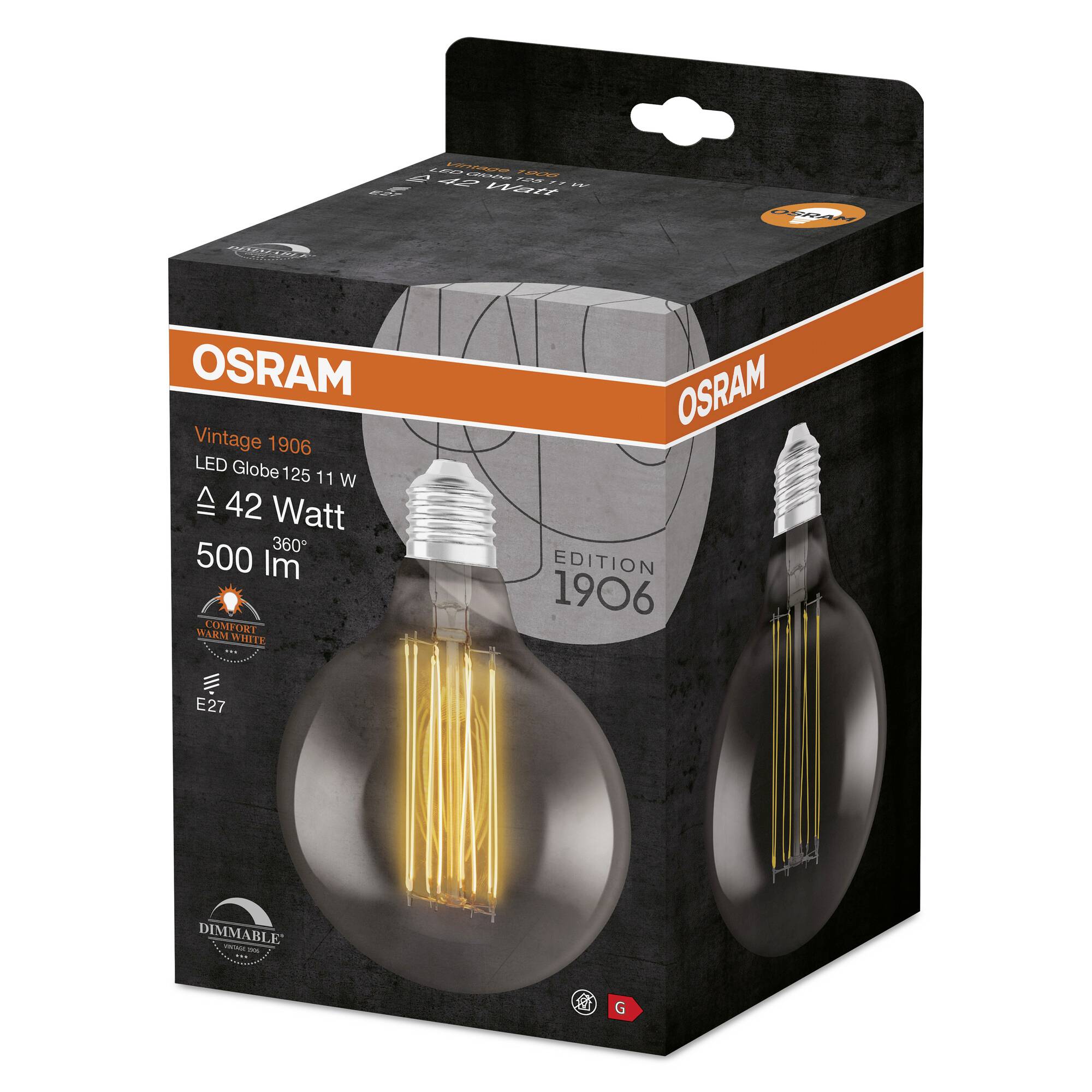 4X Osram E27 LED Globelamp | 11W 1800K 220V 818 | 320° Ø124mm Dimbaar-2