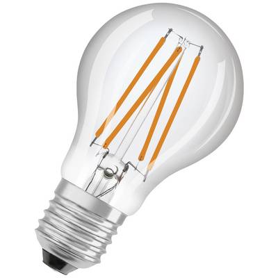 LED-lamp met oranje filament. Hij is uitgeschakeld en toont moderne energiebesparende technologie.