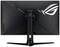 Een gaming-monitor van achteren, met een opvallend logo aan de achterkant. Strak design en verstelbare standaard.