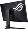 Een zwarte pc-monitor met het Asus ROG-logo aan de achterkant. De monitor staat op een elegante, stabiele voet.