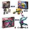 Vier LEGO Marvel bouwsets met figuren en voertuigen. Modelnummers: 76253, 76254, 76255. Bevat superhelden en ruimteschepen.