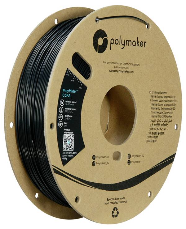Polymaker PG05001 PolyMide™ CoPA 6/6-6 Filament PA (polyamide) Hittebestendig, Hoge treksterkte 1.75 mm 750 g Zwart 1 stuk(s)