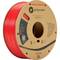 Rode spoel met 3D-printer-filament van het merk 'Polymaker'. Kartonnen verpakking toont logo, QR-code en informatie over het filament.