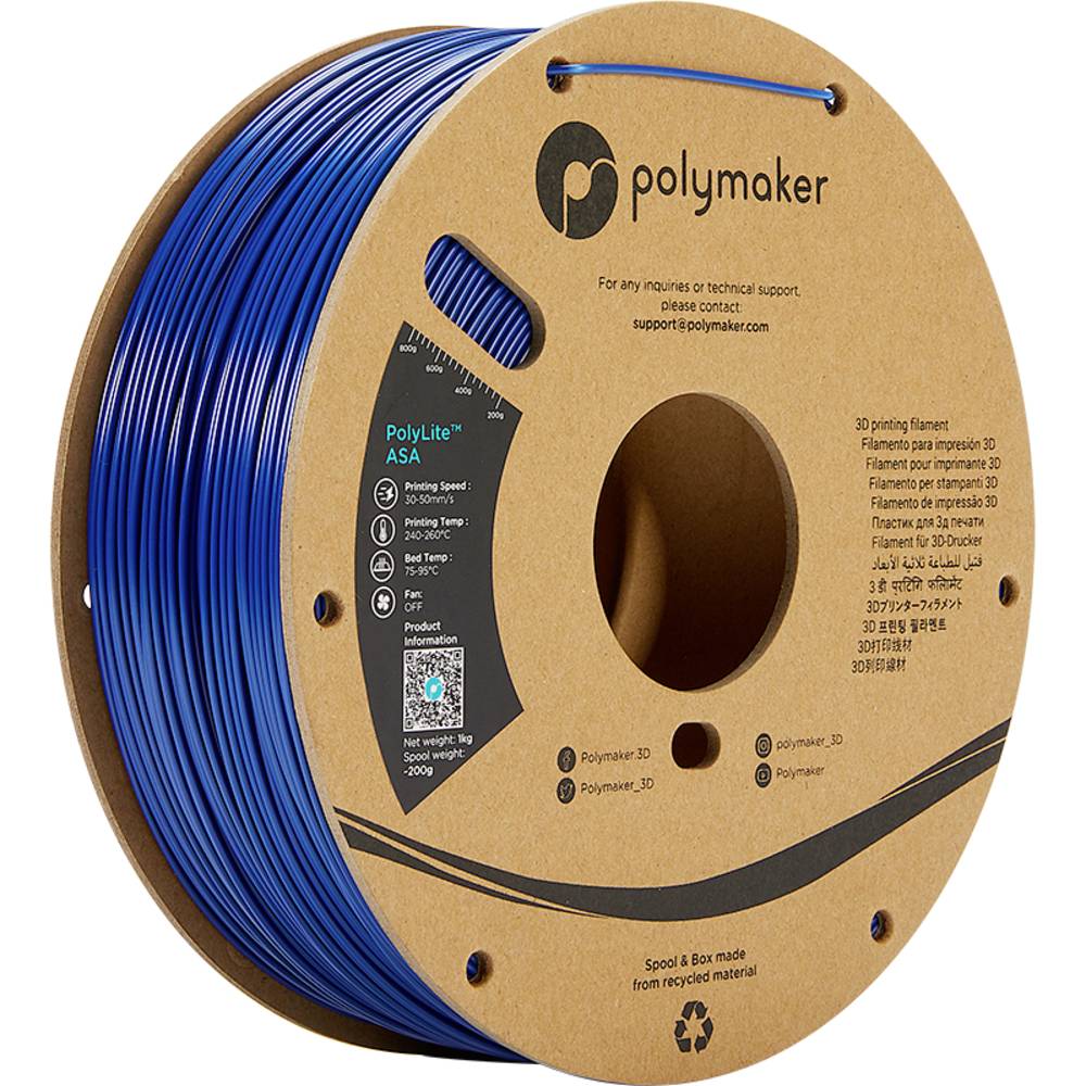 Polymaker PF01005 PolyLite Filament ASA UV-bestendig, Weerbestendig, Hittebestendig 1.75 mm 1000 g Blauw 1 stuk(s)