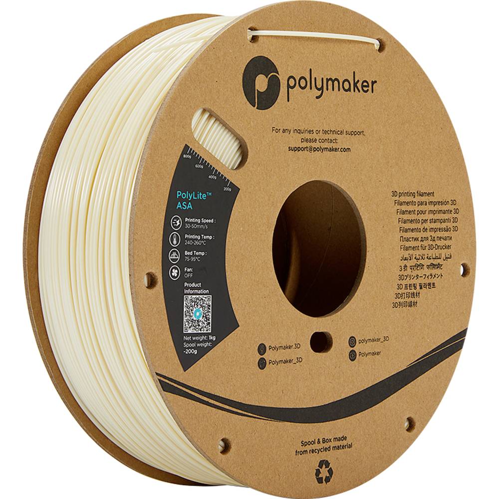 Polymaker PF01015 PolyLite Filament ASA UV-bestendig, Weerbestendig, Hittebestendig 2.85 mm 1000 g Natuur 1 stuk(s)