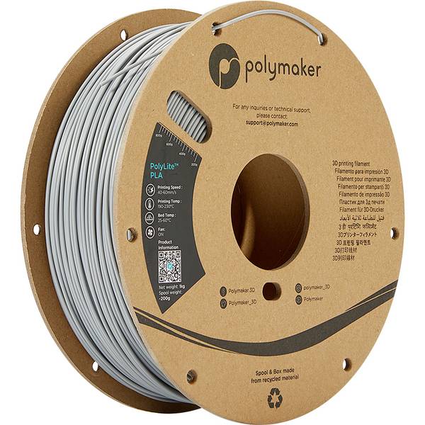 Polymaker PA02003 PolyLite Filament PLA kunststof 1.75 mm 1000 g Grijs PolyLite™ PLA 1 stuk(s)